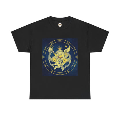 Unisex Heavy Cotton T-Shirt, King of Pisces, Zodiac Design