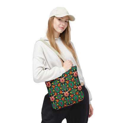 Tote Bag, (AOP), Aquarius, Zodiac v1, Flower Pattern