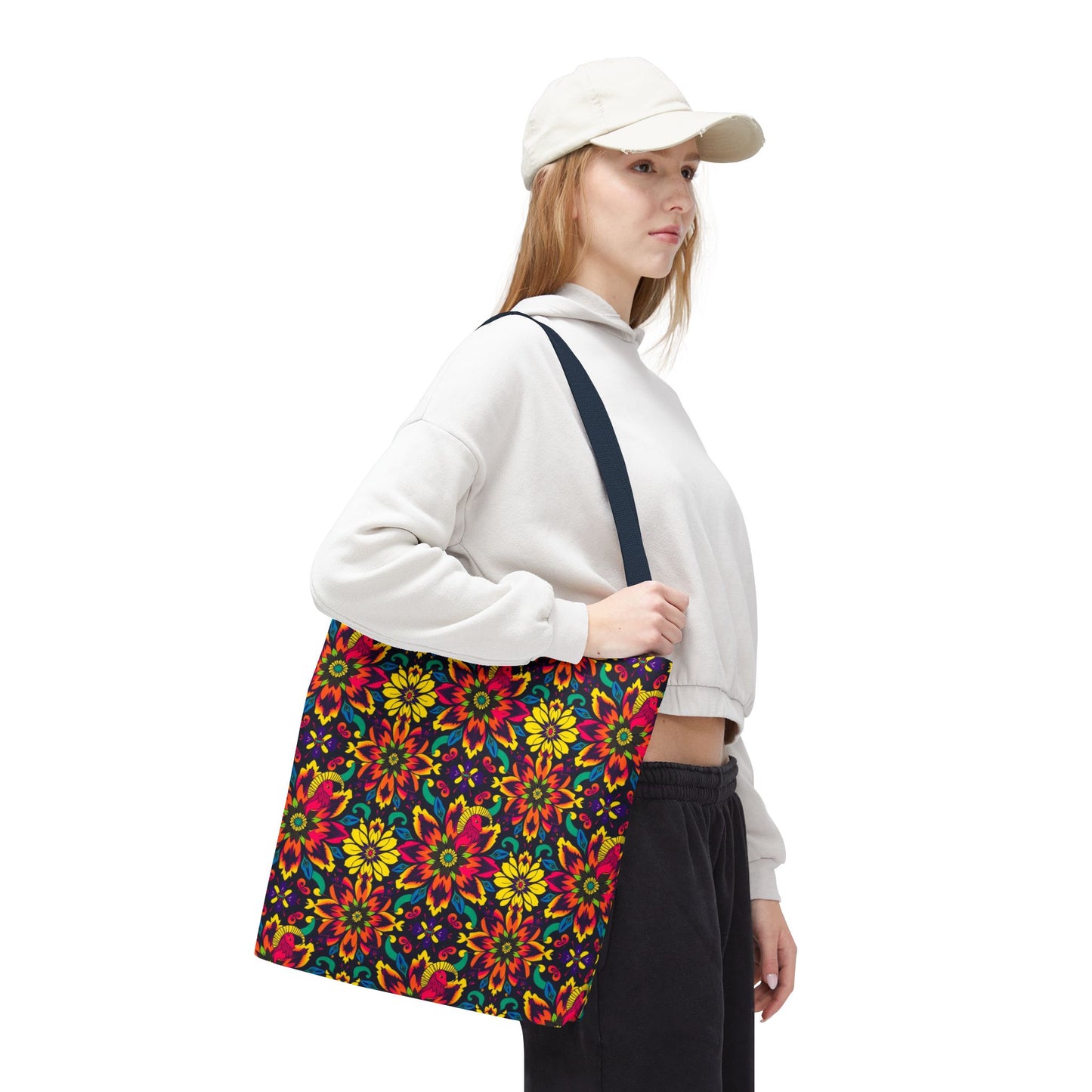 Tote Bag, (AOP), Capricorn, Zodiac, Flower Pattern