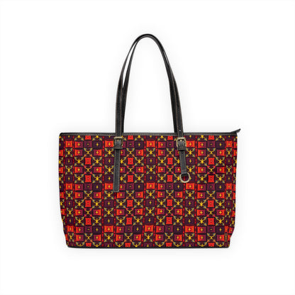 Leather Shoulder Bag, Sagittarius, Zodiac v3, Shapes Pattern
