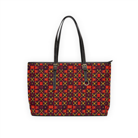Leather Shoulder Bag, Sagittarius, Zodiac v3, Shapes Pattern