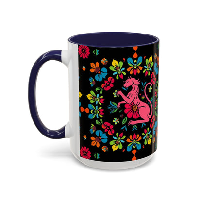 Accent Coffee Mug, Zodiac. Virgo, Flower Pattern, (11, 15oz)