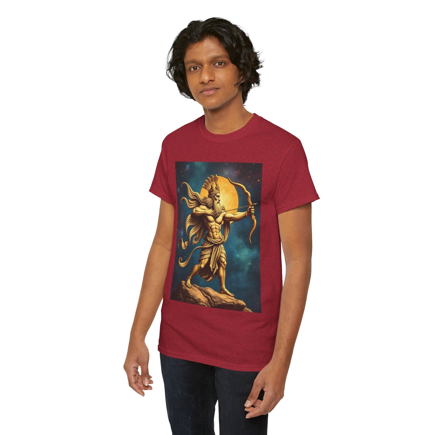 Unisex Heavy Cotton T-Shirt, Midnight Arrow v1, Sagittarius Zodiac Design