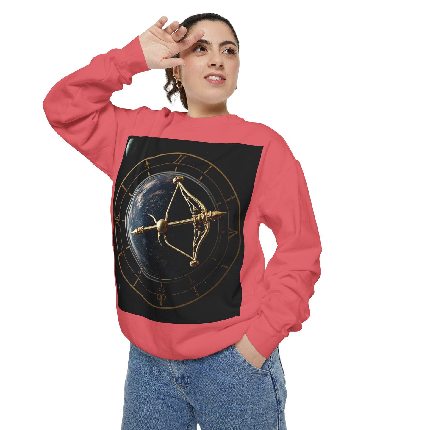 Garment-Dyed Sweatshirt, Unisex, Space Symbol Design v1, Sagittarius