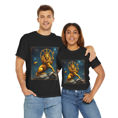 Unisex Heavy Cotton T-Shirt, King of Lions, Leo Zodiac Design