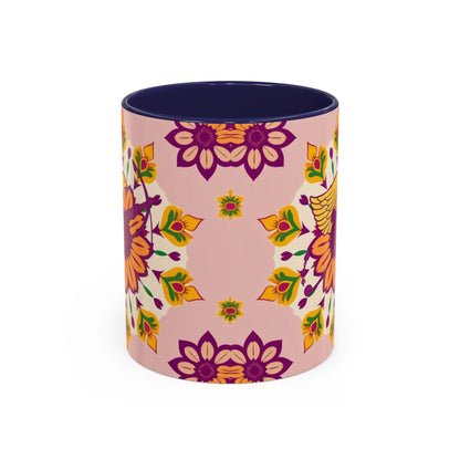 Accent Coffee Mug, Sagittarius, Zodiac v4. Flower Pattern, (11, 15oz)