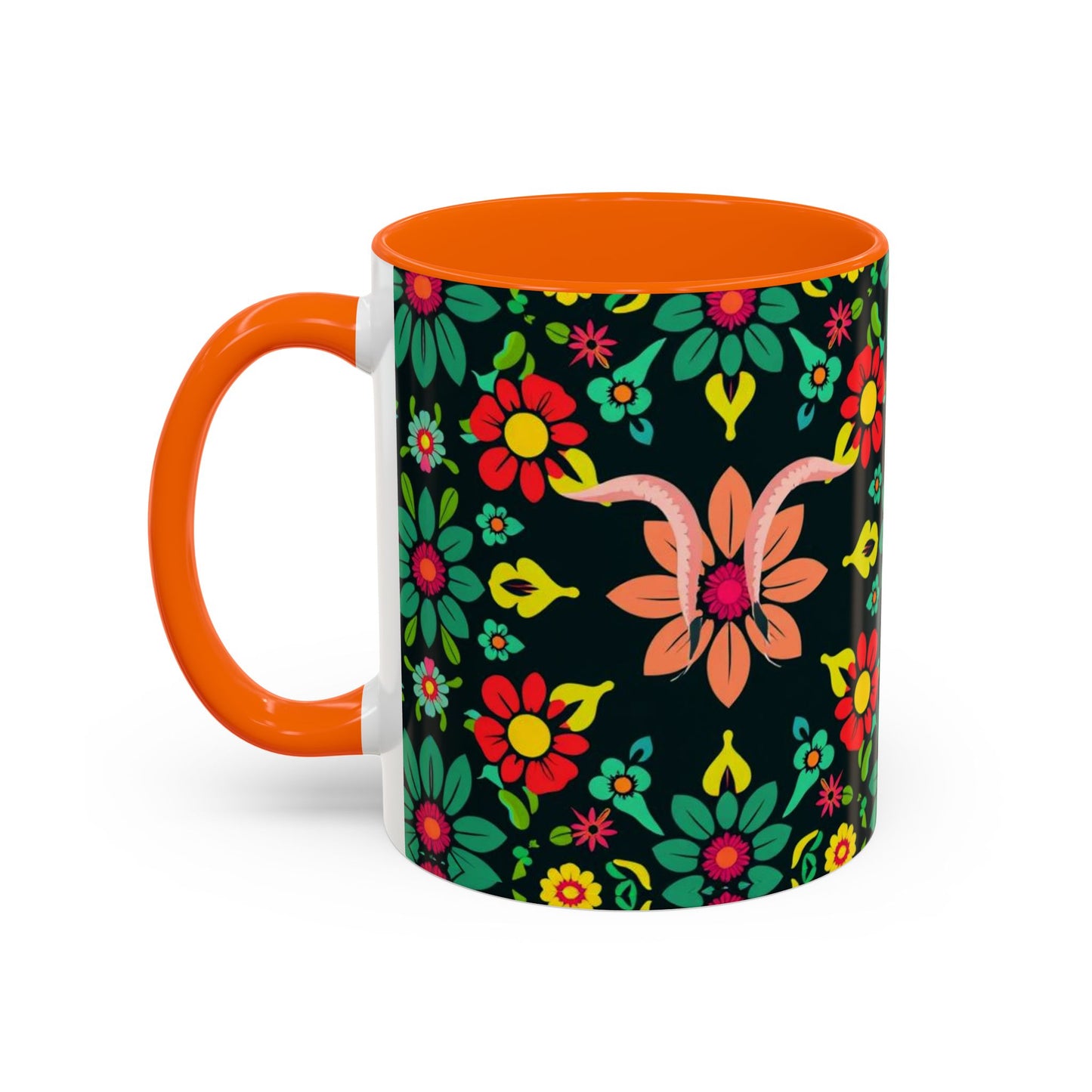 Accent Coffee Mug, Aquarius, Zodiac v4, Flower Pattern, (11, 15oz)