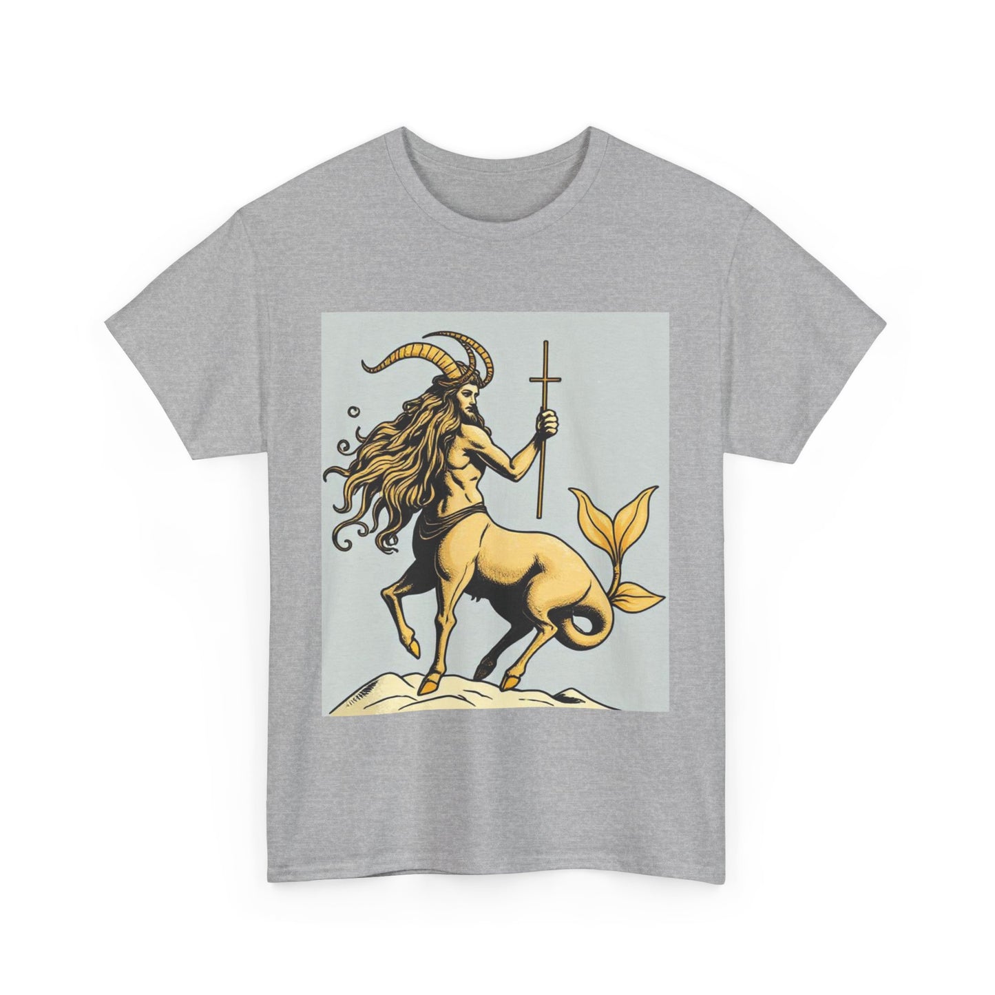Unisex Heavy Cotton T-Shirt, Capricorn God v2, Zodiac Design