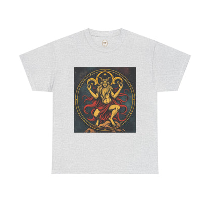 Unisex Heavy Cotton T-Shirt, Aries God 3v, Zodiac Design