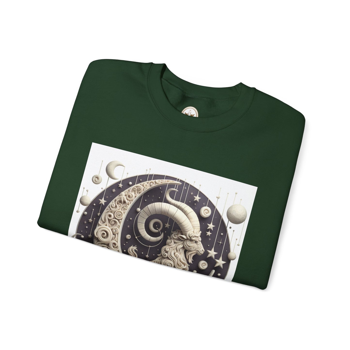 Unisex Heavy Blend™ Crewneck Sweatshirt, Stone Moon, Capricorn Zodiac Design