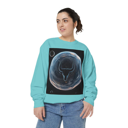 Garment-Dyed Sweatshirt, Unisex, Space Animal Design, Taurus