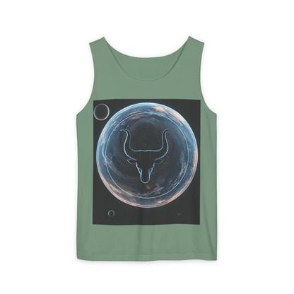 Unisex Garment-Dyed, Tank Top, Taurus Design, Planet Animal v1, 100% US cotton