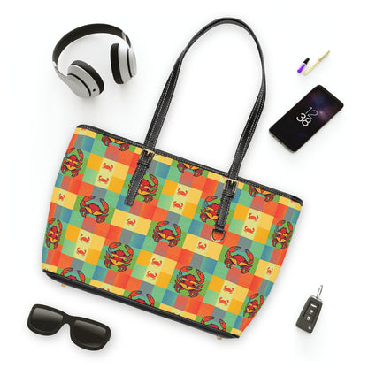 Leather Shoulder Bag, Cancer, Zodiac v2, Shapes Pattern