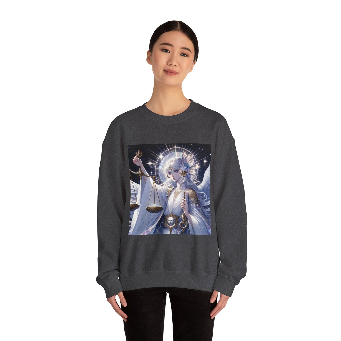 Unisex Heavy Blend™ Crewneck Sweatshirt,anime angel, Libra Zodiac Design