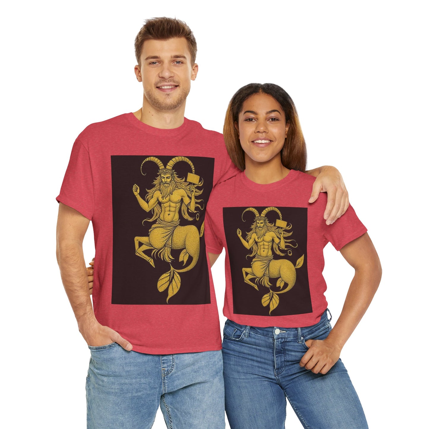 Unisex Heavy Cotton T-Shirt, Capricorn God, Zodiac Design