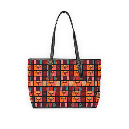 Leather Shoulder Bag, Taurus, Zodiac v1, Shapes Pattern