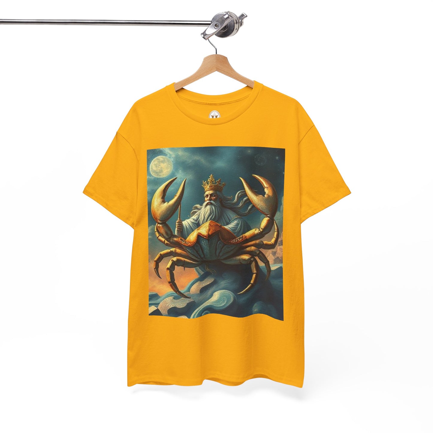 Unisex Heavy Cotton T-Shirt, Crustacean King, Cancer Zodiac Design
