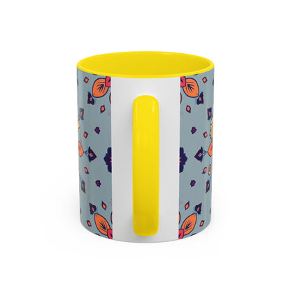 Accent Coffee Mug, Sagittarius, Zodiac v3. Flower Pattern, (11, 15oz)