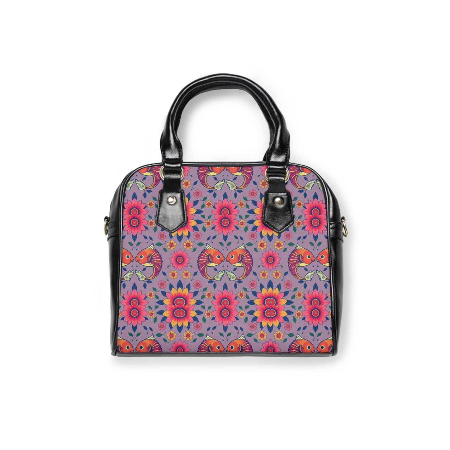 Shoulder Handbag, Pisces, Zodiac v1, Flower Pattern