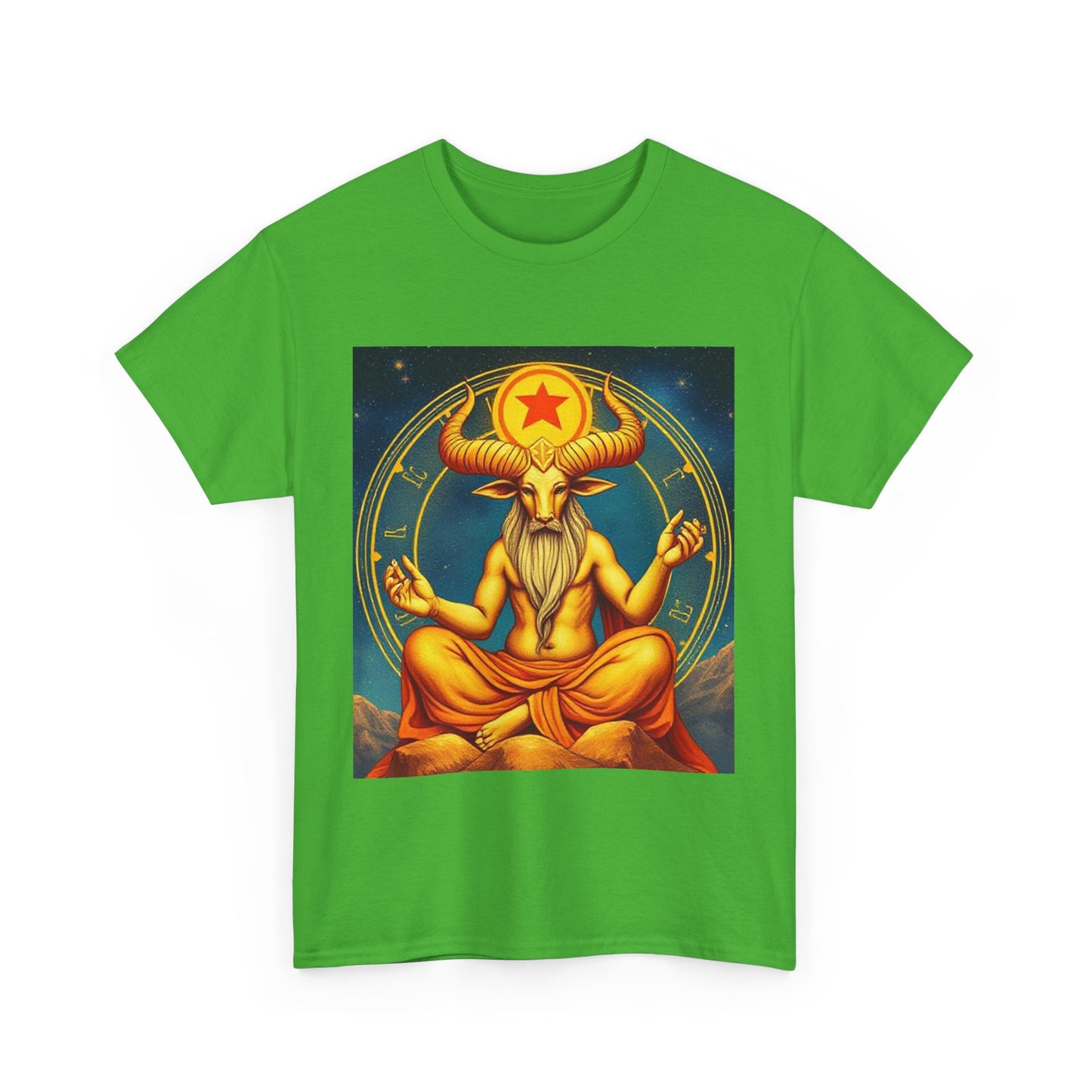 Unisex Heavy Cotton T-Shirt, Meditating Bull, Taurus Zodiac Design