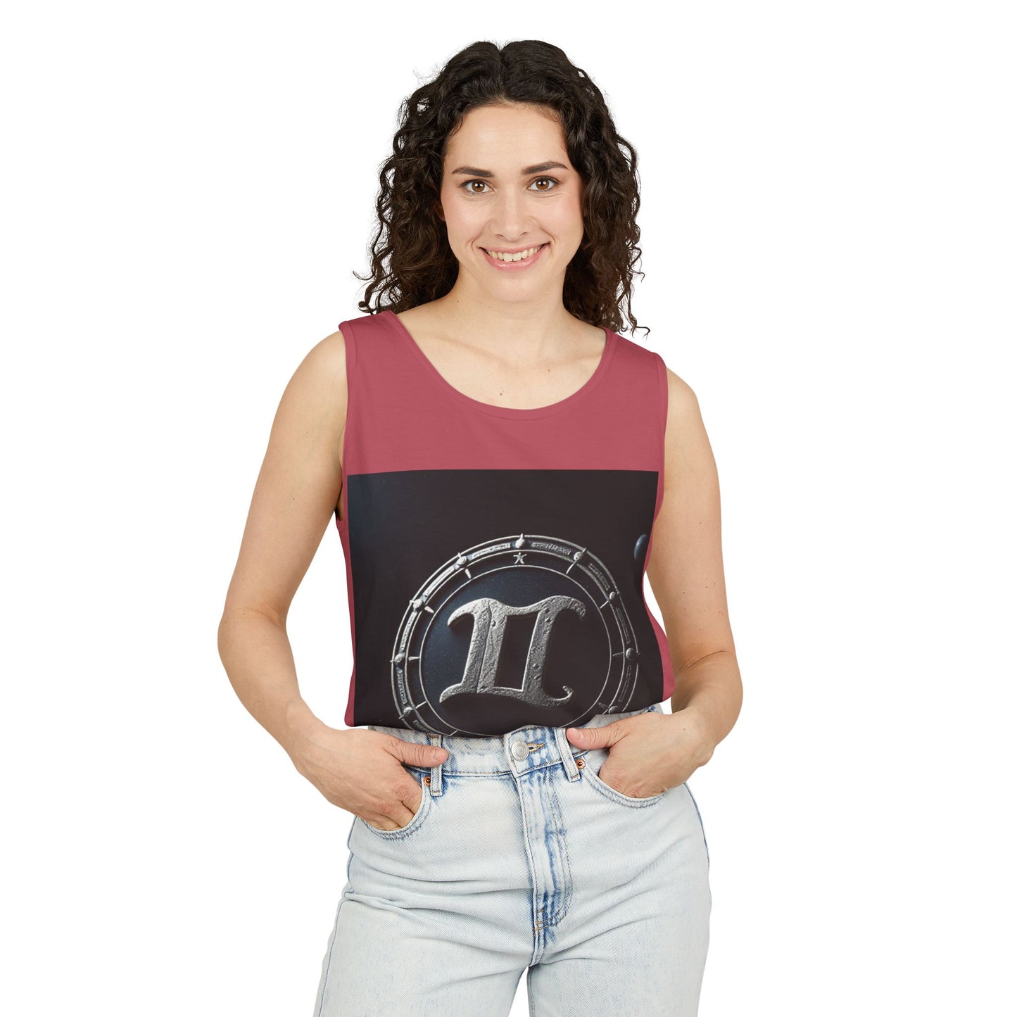 Unisex Garment-Dyed, Tank Top, Gemini Design, Space Symbol v1, 100% US cotton