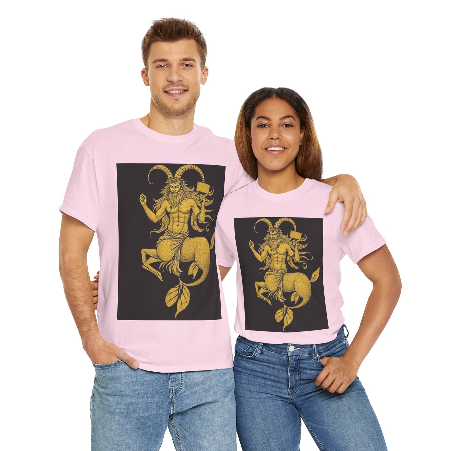 Unisex Heavy Cotton T-Shirt, Capricorn God, Zodiac Design