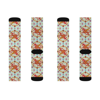 Sublimation Socks, Aquarius, Zodiac v2, Jewel Pattern