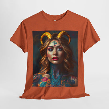 Unisex Heavy Cotton T-Shirt, Capricorn, Zodiac v1, Sexy Art