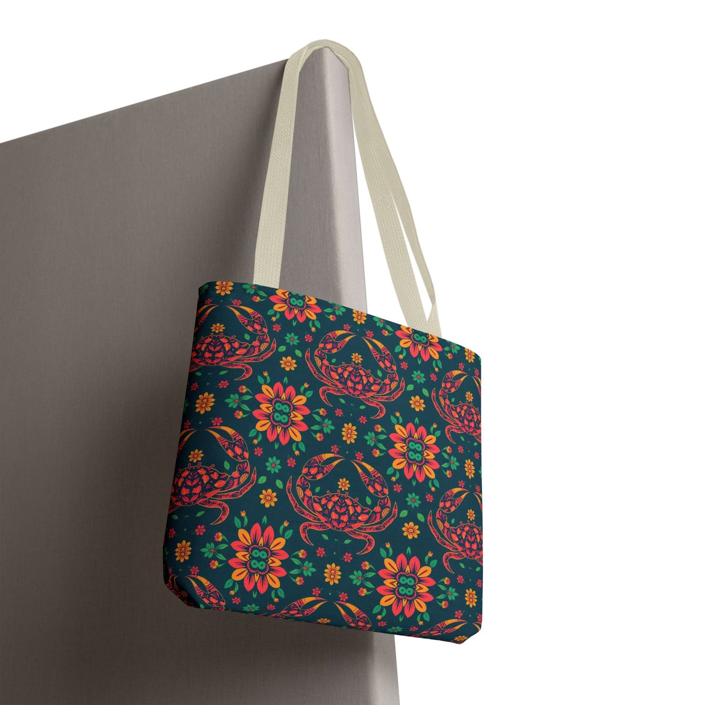 Tote Bag (AOP), Cancer, Zodiac v2, Flower Pattern