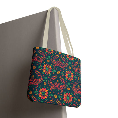 Tote Bag (AOP), Cancer, Zodiac v2, Flower Pattern