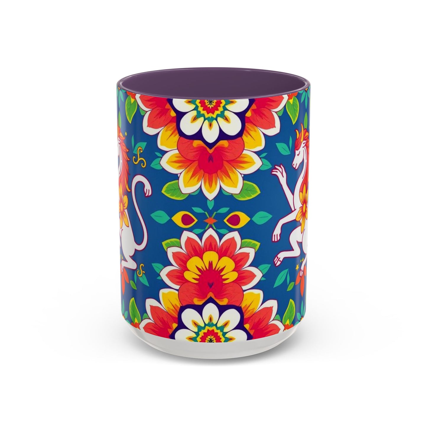 Accent Coffee Mug, Virgo, Zodiac v3. Flower Pattern, (11, 15oz)