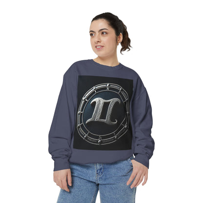 Garment-Dyed Sweatshirt, Unisex, Space Symbol Design v1, Gemini