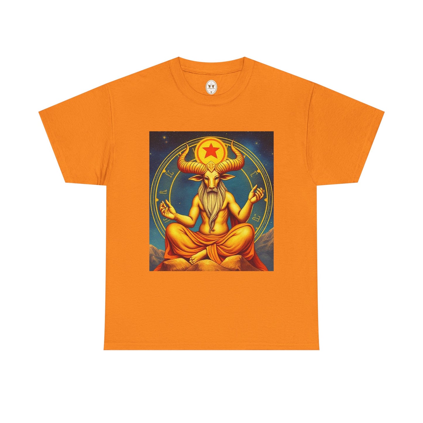 Unisex Heavy Cotton T-Shirt, Meditating Bull, Taurus Zodiac Design