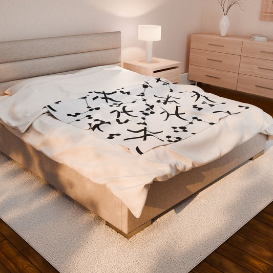 Velveteen Plush Blanket, Pisces Zodiac Sign, Constellation & Symbol, White, 100% polyester