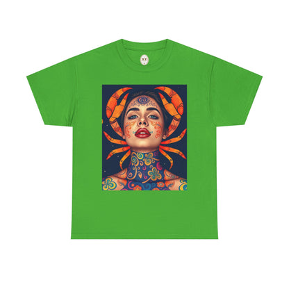 Unisex Heavy Cotton T-Shirt, Cancer, Zodiac v2, Sexy Art