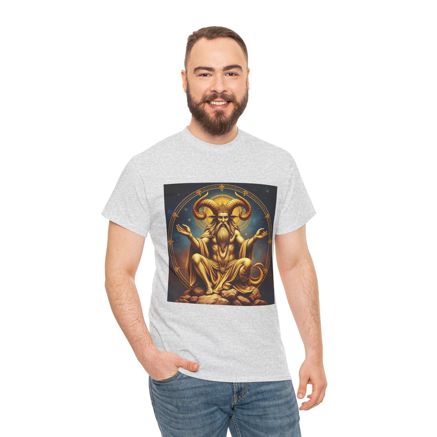 Unisex Heavy Cotton T-Shirt, On The Throne, Taurus Zodiac Design