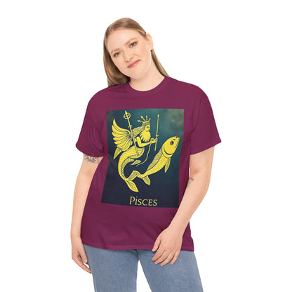 Unisex Heavy Cotton T-Shirt, Pisces Queen, Zodiac Design