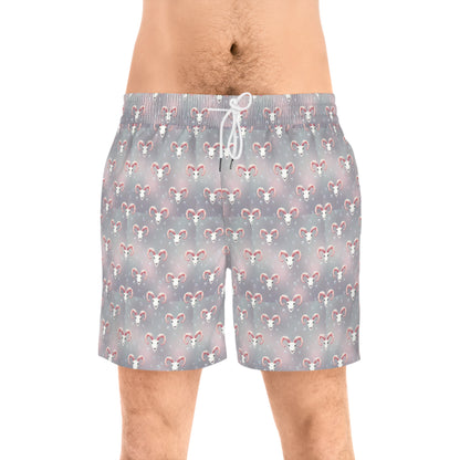 Men's Mid-Length Swim Shorts, (AOP), Aries, Zodiac v1, Bubble Pattern