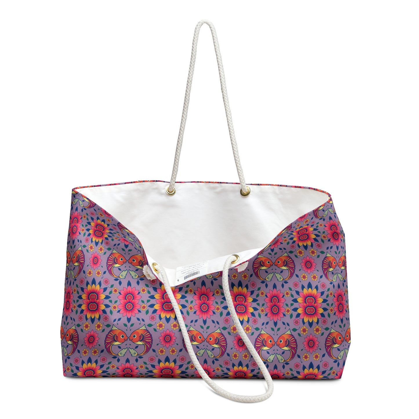 Weekender Bag, Pisces, Zodiac v3, Flower Pattern