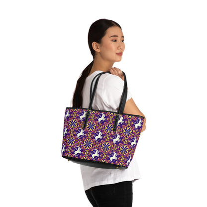 Leather Shoulder Bag, Capricorn, Zodiac v2, Flower Pattern