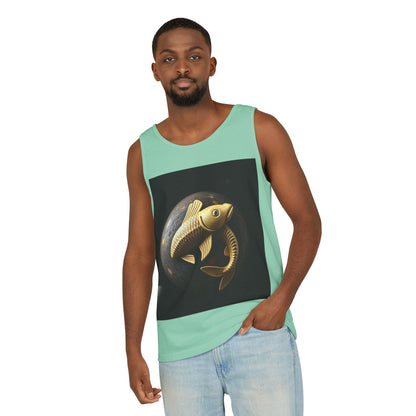 Unisex Garment-Dyed, Tank Top, Pisces Design, Space Animal v1, 100% US cotton