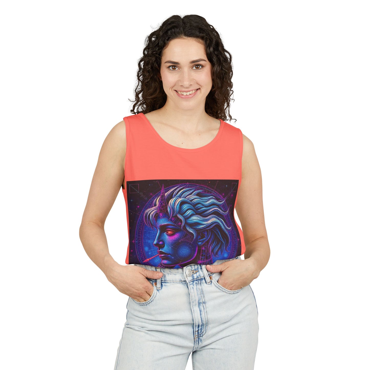 Unisex Garment-Dyed, Tank Top, Gemini, Pop Art v1, 100% US cotton
