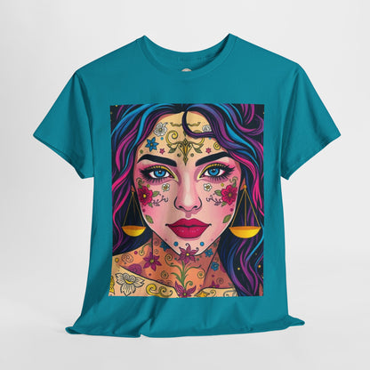 Unisex Heavy Cotton T-Shirt, Libra, Zodiac v4, Sexy Art