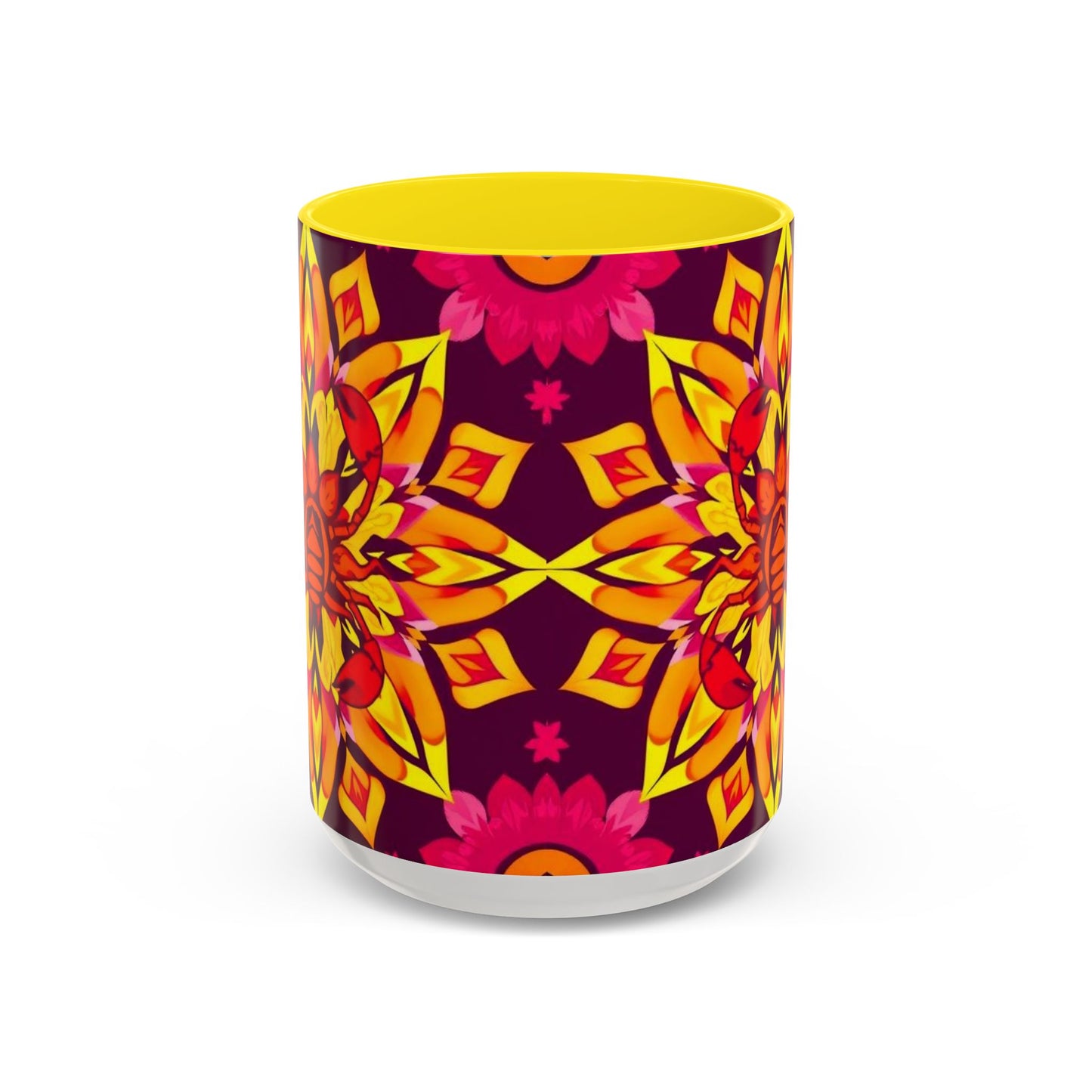 Accent Coffee Mug, Scorpio, Zodiac v1. Flower Pattern, (11, 15oz)