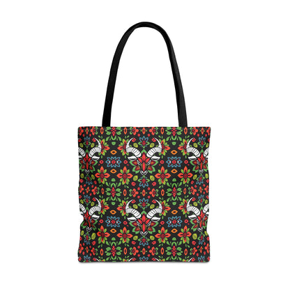 Tote Bag (AOP), Taurus, Zodiac v1, Flower Pattern