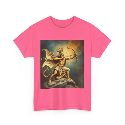 Unisex Heavy Cotton T-Shirt, Sagittarius King, Bow & Arrow v1, Zodiac Design