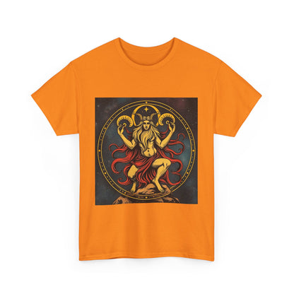 Unisex Heavy Cotton T-Shirt, Aries God 2v, Zodiac Design
