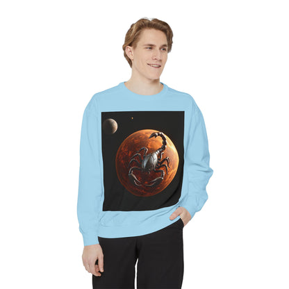 Garment-Dyed Sweatshirt, Unisex, Space Animal Design, Scorpio