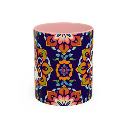 Accent Coffee Mug, Virgo, Zodiac v4. Flower Pattern, (11, 15oz)