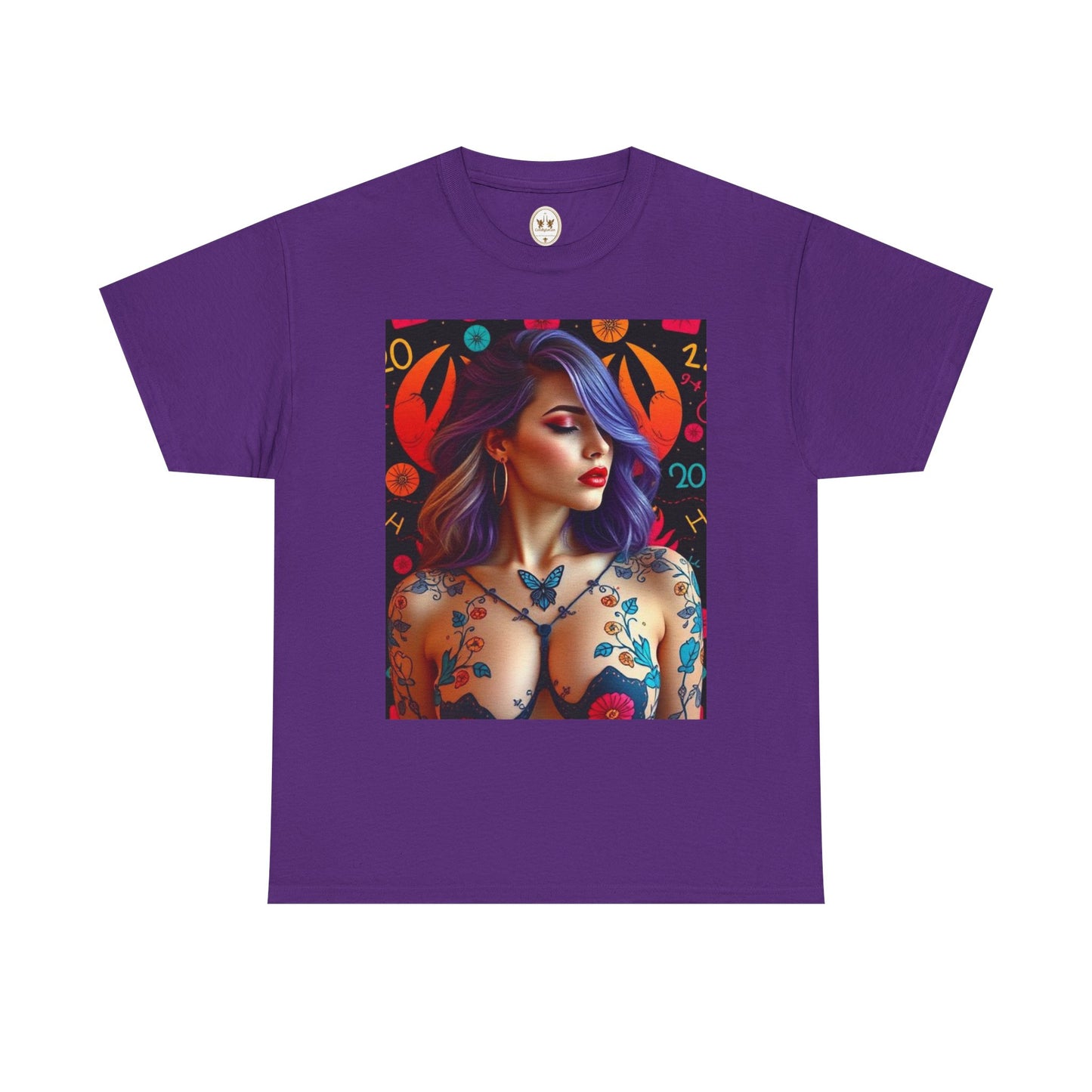 Unisex Heavy Cotton T-Shirt, Cancer, Zodiac, Sexy Art